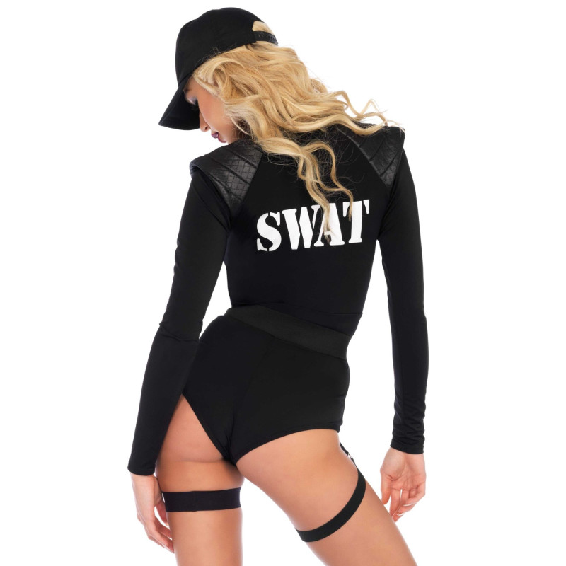 Костюм еротичного спецназу Leg Avenue SWAT Team Babe XL, боді, пояс, підв'язки, іграшкова рація