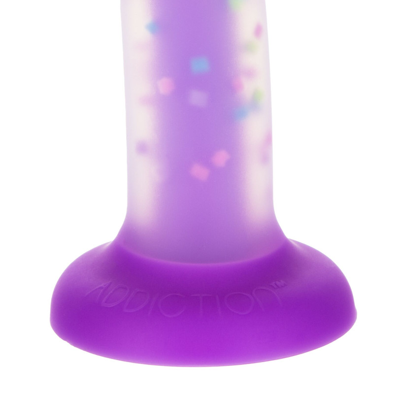 Фалоімітатор ADDICTION Rave 8″, що світиться в темряві, Glow in the Dark Dildo Purple Confetti , 20,3 см