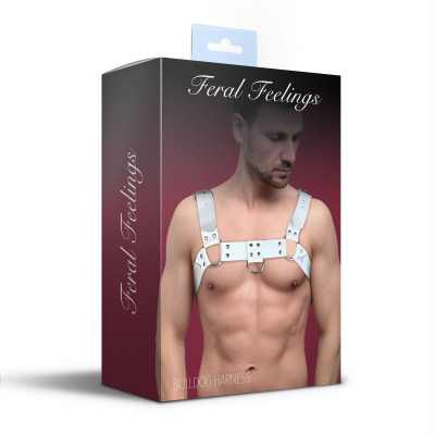 Чоловічі портупеї з натуральної шкіри Feral Feelings - Bulldog Harness White