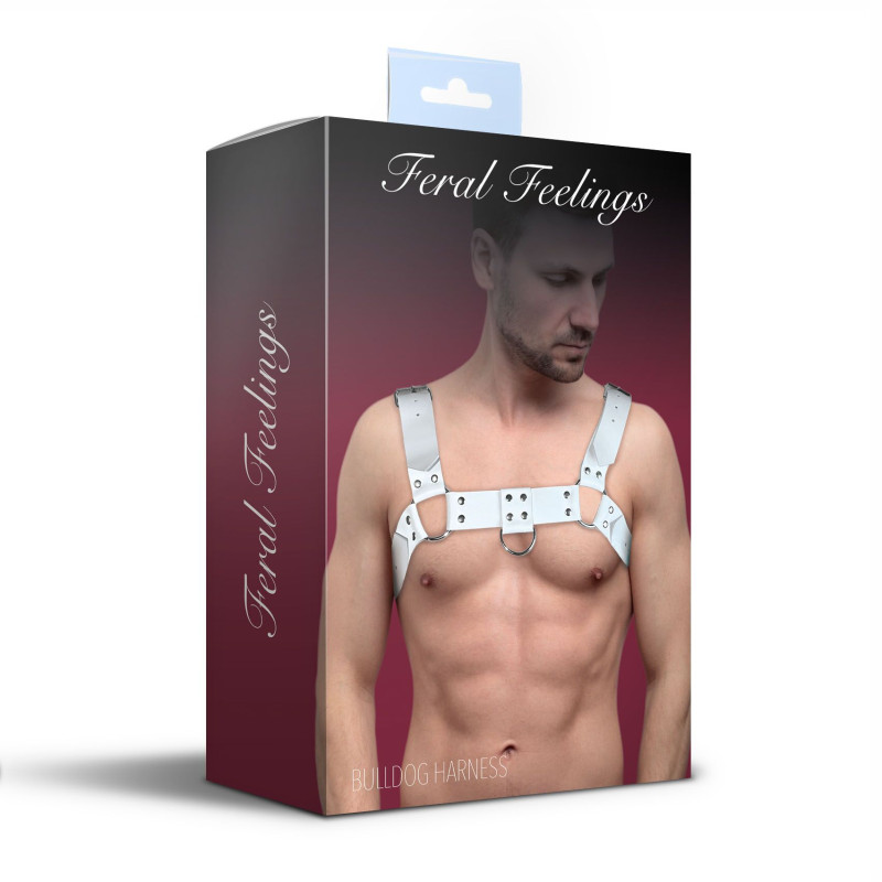 Чоловічі портупеї з натуральної шкіри Feral Feelings - Bulldog Harness White