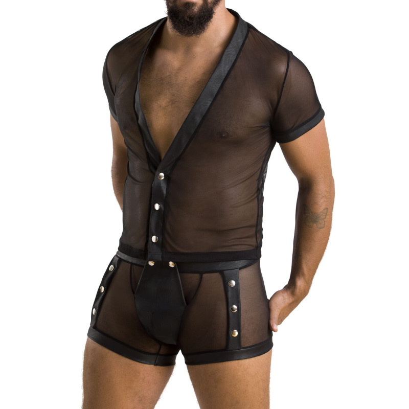 Чоловічий боді + труси 052 SET MICHAEL black L/XL - Passion