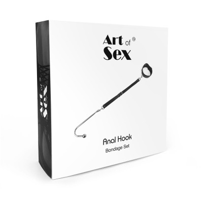 Анальний гак 3 з нашийником із натуральної шкіри Art of Sex - Anal hook, Чорний