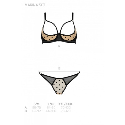 Комплект білизни MARINA SET WITH OPEN BRA beige L/XL - Passion
