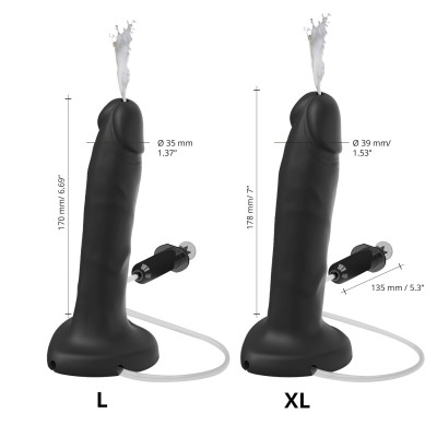 Закінчуючий фалоімітатор Strap-On-Me SQUIRTING CUM DILDO REALISTIC Black XL