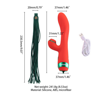 Вібратор-кролик із флогером LOCKINK SEVANDA Whip Vibrating Massage Wand - Red & Green