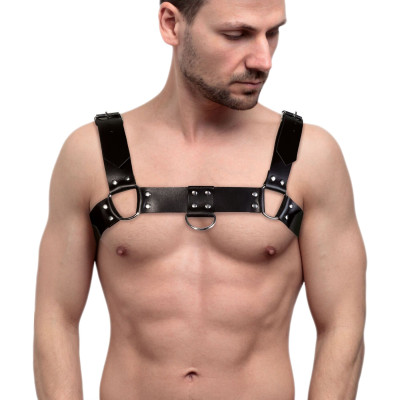 Чоловічі портупеї з натуральної шкіри Feral Feelings - Bulldog Harness Black