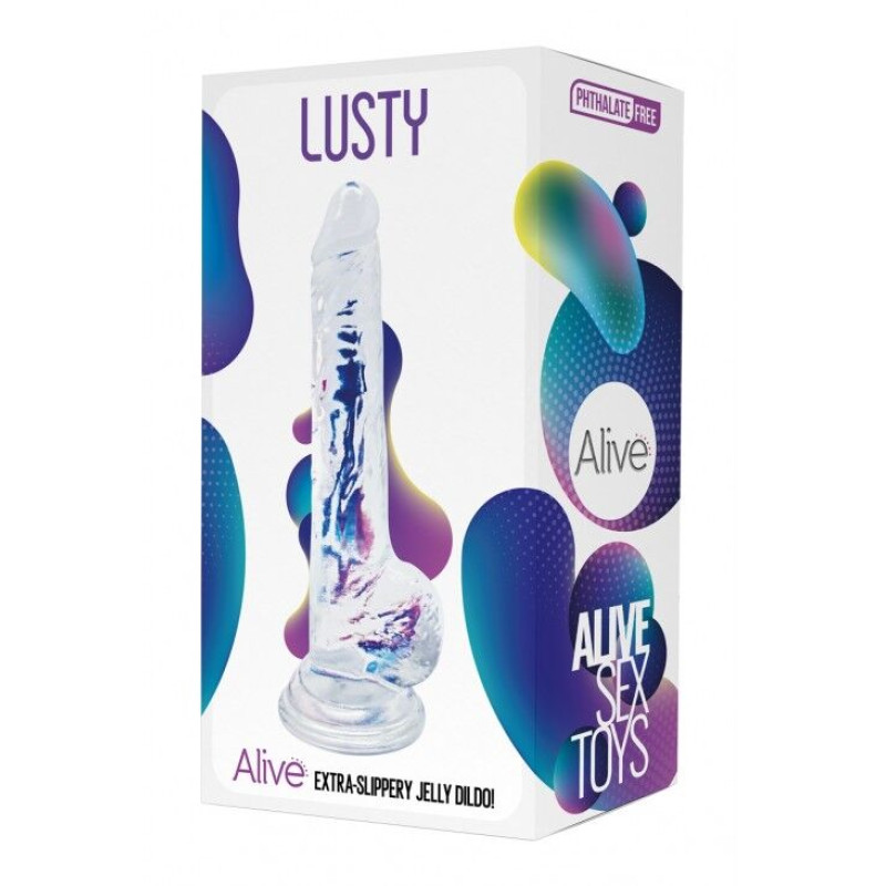 Прозорий фалоімітатор Alive Jelly Dildo Lusty (м'ята упаковка)