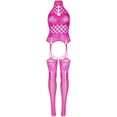 Мереживний бодістокінг з відкритим доступом Leg Avenue One size Raspberry