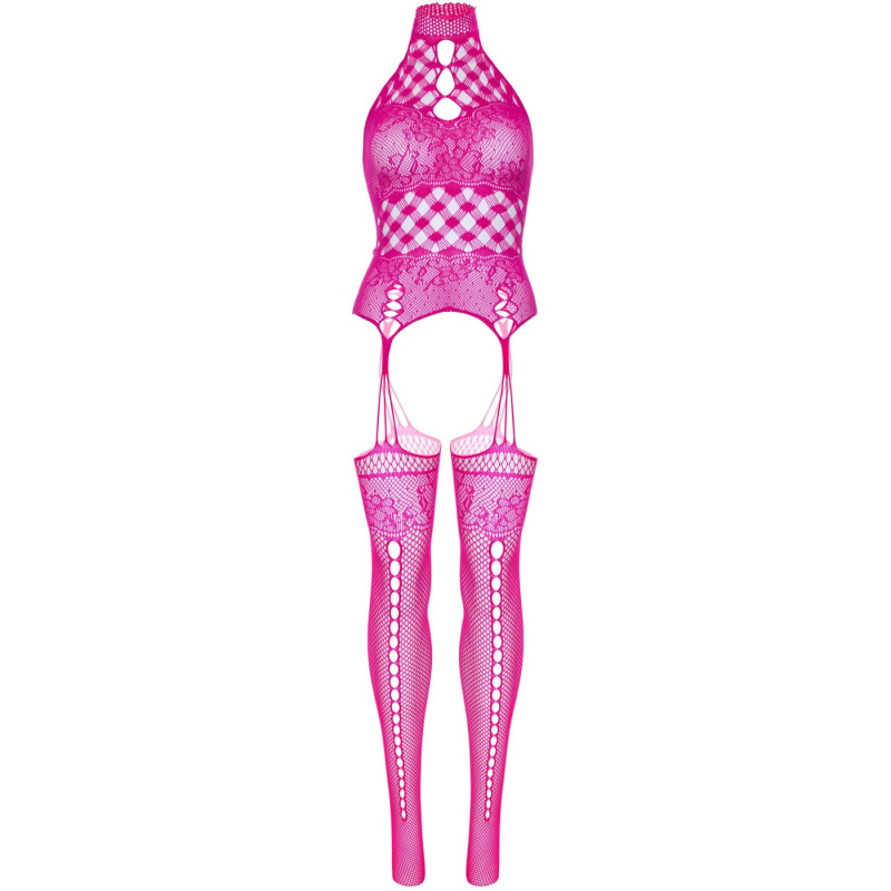 Мереживний бодістокінг з відкритим доступом Leg Avenue One size Raspberry