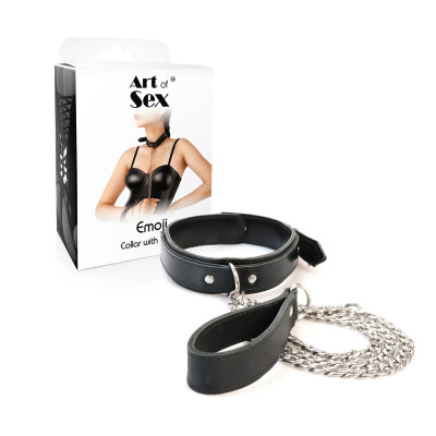 Нашийник з повідком з екошкіри Art of Sex - Emoji Collar with Leash