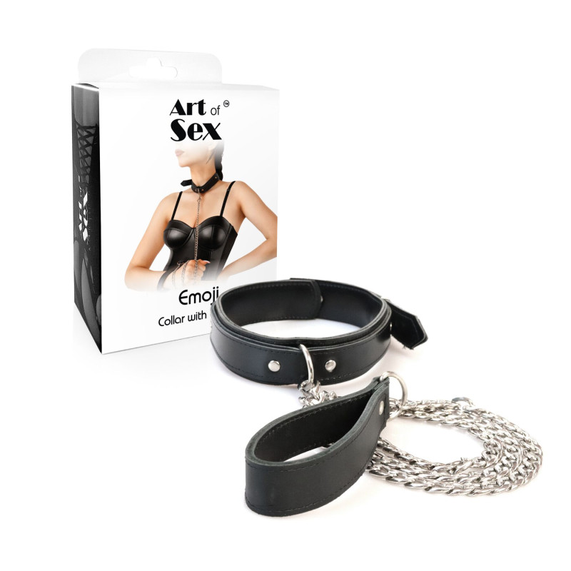 Нашийник з повідком з екошкіри Art of Sex - Emoji Collar with Leash