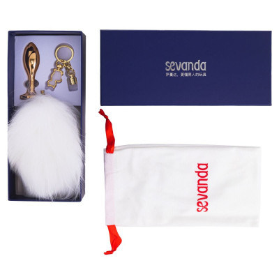 Металева анальна пробка LOCKINK SEVANDA White Bunny-Tail Anal Rose-shape Plug, кролячий хвіст