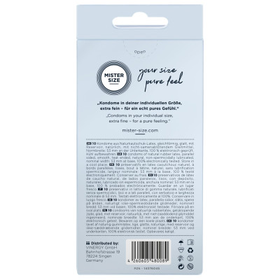 Презервативи Mister Size - Pure Feel - 53 (10 шт), товщина 0.05 мм (м'ята упаковка)