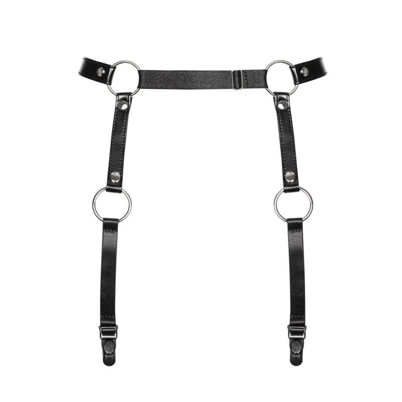 Гартери Obsessive A741 garter belt black O/S, штучна шкіра