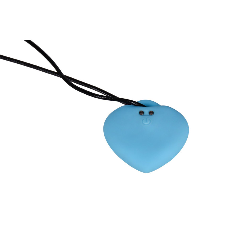 Міні-вібратор «Серце» FairyGasm PleasureStone blue, 9 режимів, на шнурку