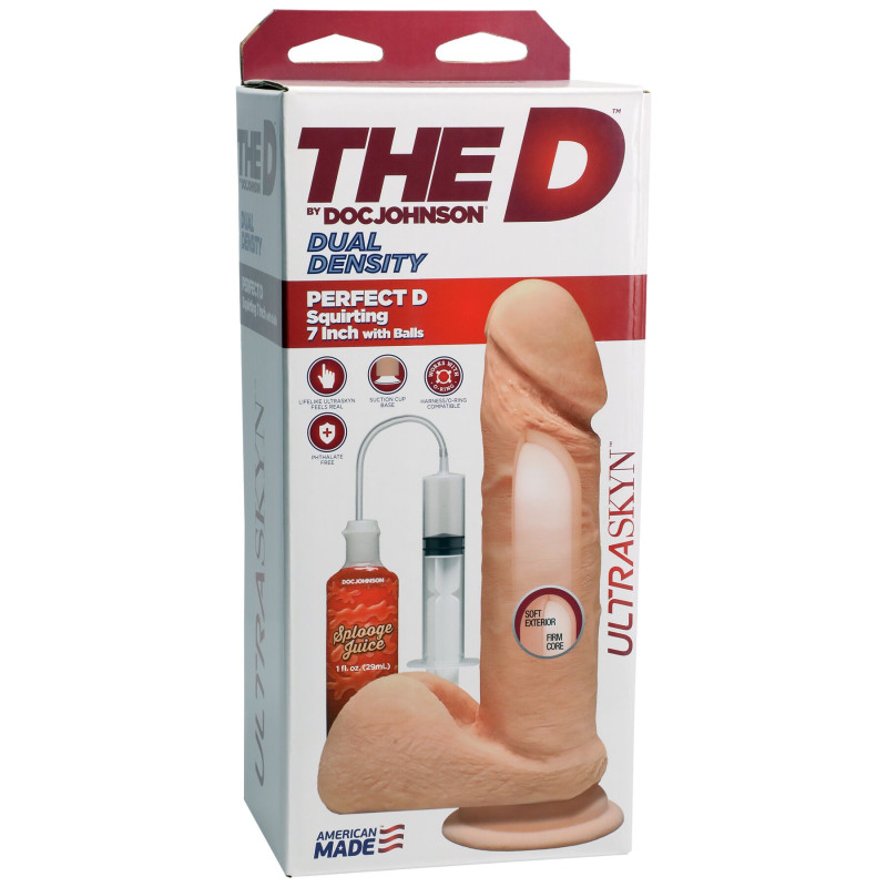 Кінчаючий фалоімітатор Doc Johnson The D ULTRASKYN Perfect D Squirting - 7 Inch