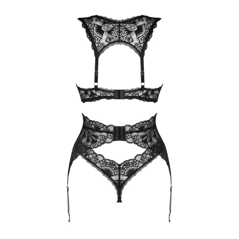 Комплект білизни Obsessive Donna Dream M/L Black (сет з 3) (м'ята упаковка)