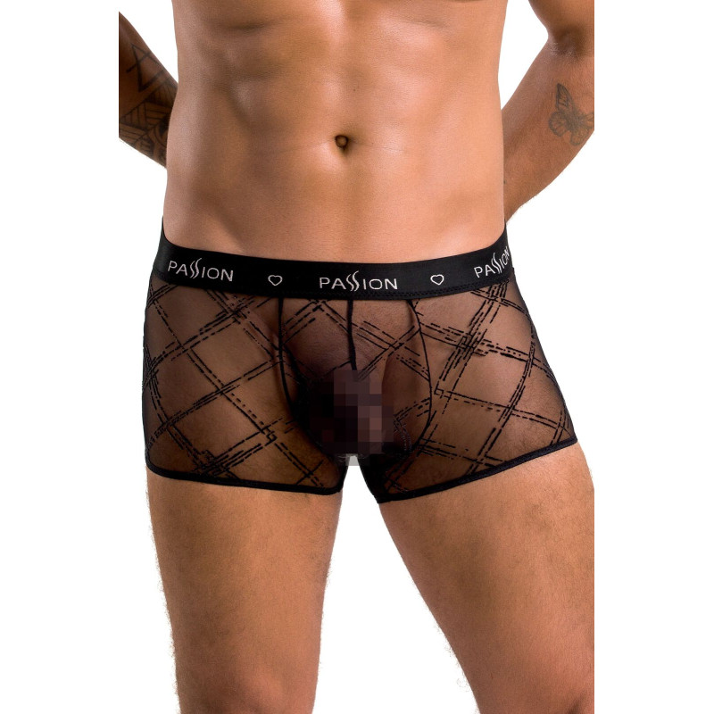 Чоловічі прозорі боксери Passion 032 Short James L/XL Black, сітка