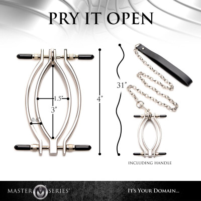 Затискач для статевих губ з повідцем Master Series