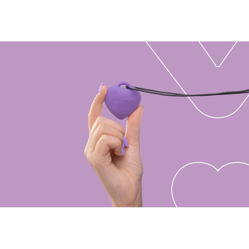 Міні-вібратор «Серце» FairyGasm PleasureStone violet, 9 режимів, на шнурку