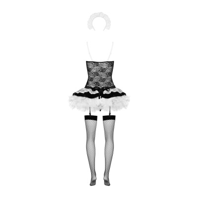 Еротичний костюм покоївки зі спідницею Obsessive Housemaid 5 шт costume S/M, чорно-білий