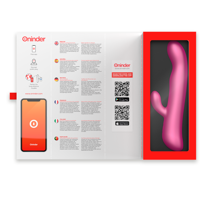 Смарт вібратор-кролик з рухливою голівкою VIBRATION & ROTATION колір: рожевий, Oninder (Іспанія)