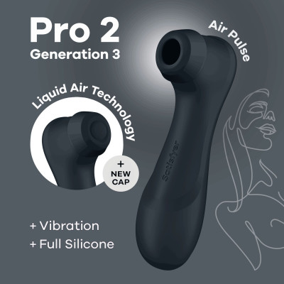 Вакуумний кліторальний стимулятор Satisfyer Pro 2 Generation 3 with Liquid Air Dark Grey Вакуумний кліторальний стимулятор Satisfyer Pro 2 Generation 3 with Liquid Air Dark Grey
