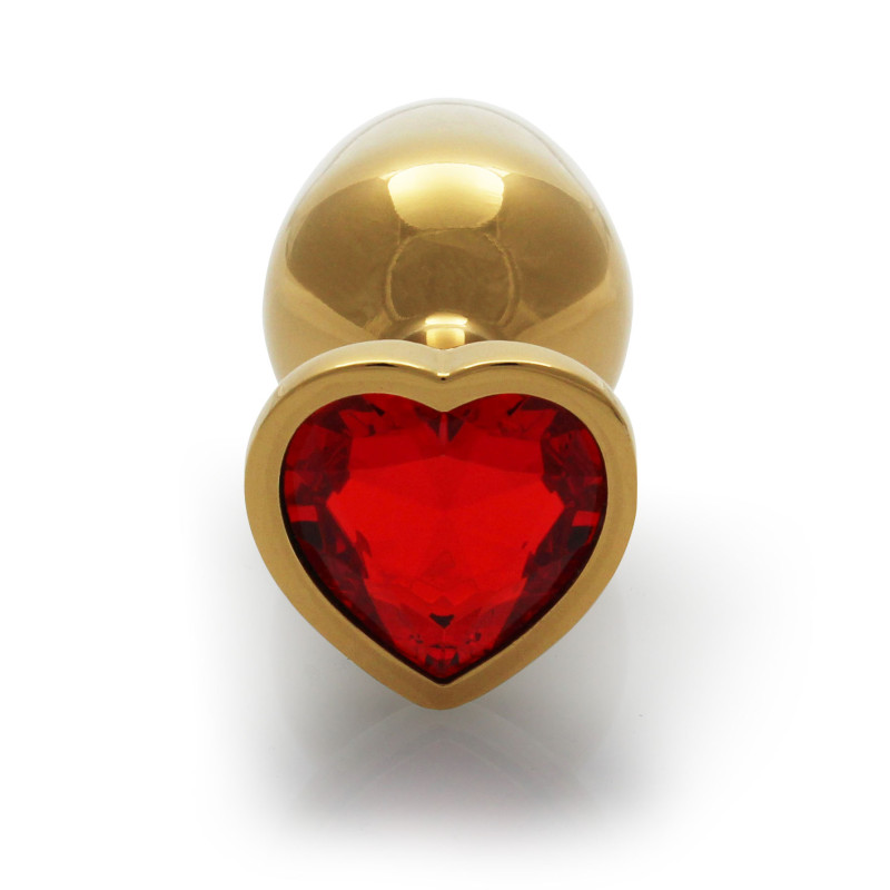 Металева анальна пробка Ouch! Heart Gem S, золотисто/червона