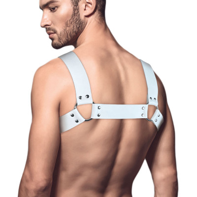Чоловічі портупеї з натуральної шкіри Feral Feelings - Bulldog Harness White