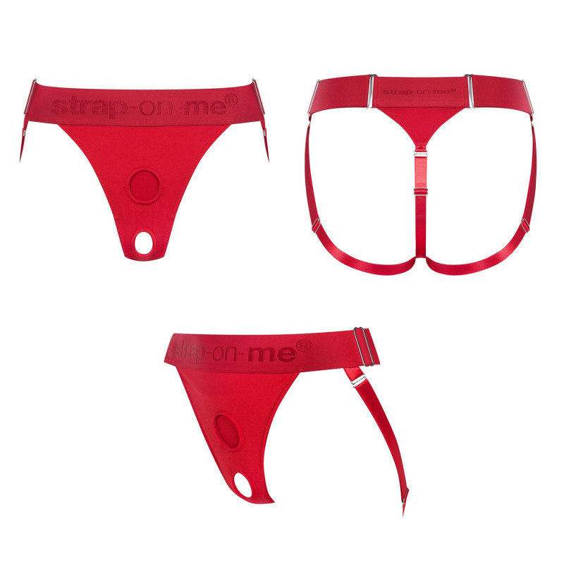 Трусики для страпону Strap-On-Me HARNAIS LINGERIE UNIQUE - One Size - RED