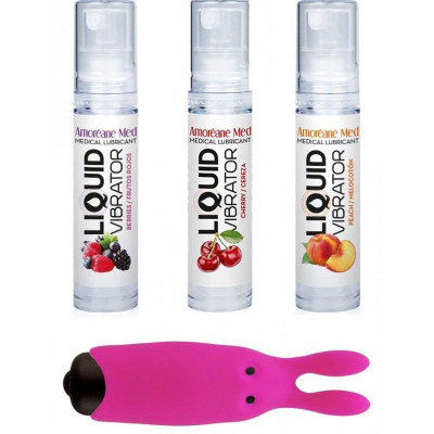 Набір смакових лубрикантів Amoreane Med (3х10мл) та вібропулі Adrien Lastic Pink