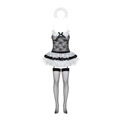 Еротичний костюм покоївки зі спідницею Obsessive Housemaid 5 шт costume S/M, чорно-білий