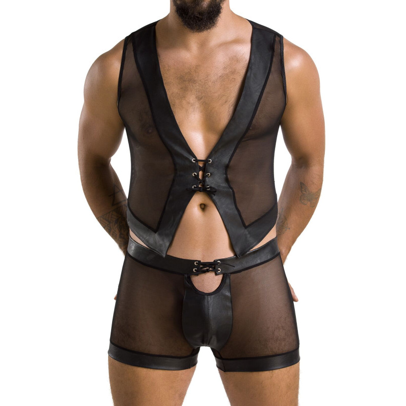 Чоловічий боді + труси 053 SET WILLIAM black S/M - Passion