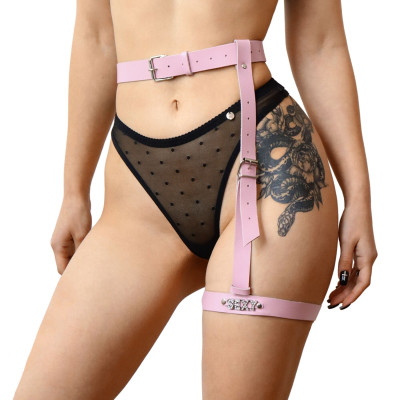 Гартер на ногу Art of Sex - Naomi з написом SEXY XS-2XL, рожевий
