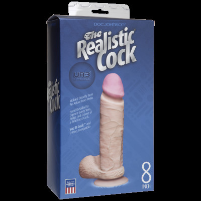 Фалоімітатор Doc Johnson Realistic Cock 8 inch White - ULTRASKYN, Vack-U-Lock, діаметр 5,1см (м'ята упаковка)