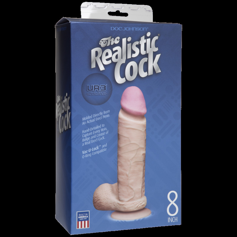Фалоімітатор Doc Johnson Realistic Cock 8 inch White - ULTRASKYN, Vack-U-Lock, діаметр 5,1см (м'ята упаковка)