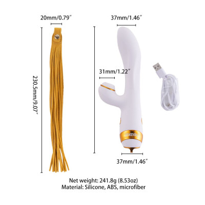 Вібратор-кролик із флогером LOCKINK SEVANDA Whip Vibrating Massage Wand - White & Golden