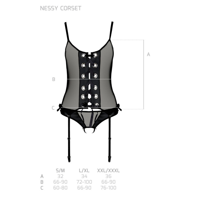 Корсет NESSY CORSET black XXL/XXXL - Passion