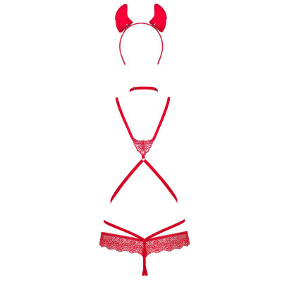 Еротичний костюм Obsessive Evilia teddy red S/M