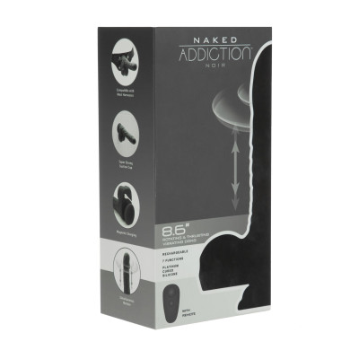 Фалоімітатор з ротацією та вібрацією Addiction - Naked Silicone Black з пультом