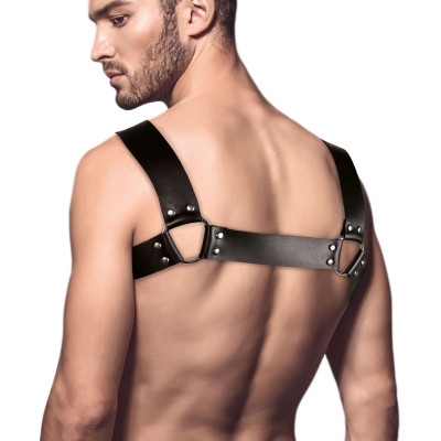 Чоловічі портупеї з натуральної шкіри Feral Feelings - Bulldog Harness Black