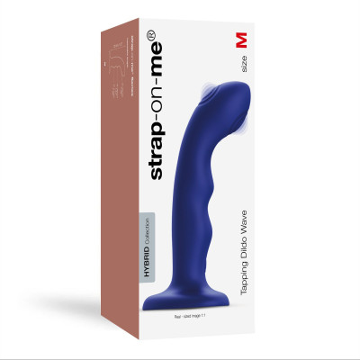 Насадка для страпону Strap-On-Me TAPPING DILDO WAVE - NIGHT BLUE