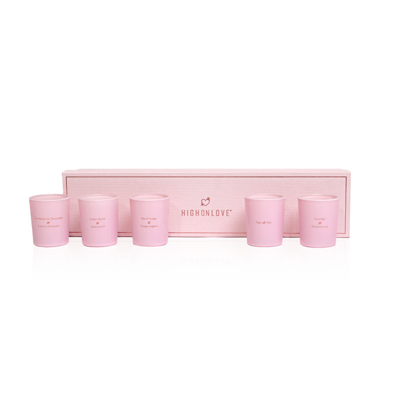 Набір масажних свічок з афродизіаками HighOnLove Mini Collection, 5 х 35 г
