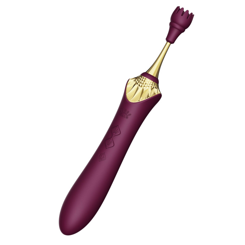 Вагінально-кліторальний вібратор Zalo - Bess 2 Velvet Purple, мультифункціональний з насадками