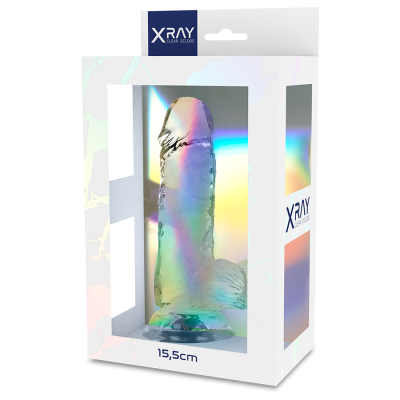 Прозорий фалоімітатор XRAY з мошонкою, 11 х 3,5 см