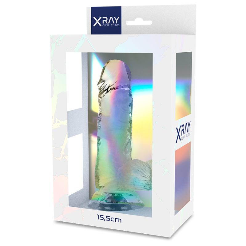 Прозорий фалоімітатор XRAY з мошонкою, 11 х 3,5 см