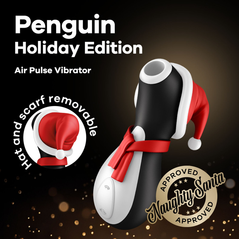 Вакуумний кліторальний стимулятор Satisfyer Penguin Holiday Edition, в шапочці та шарфі