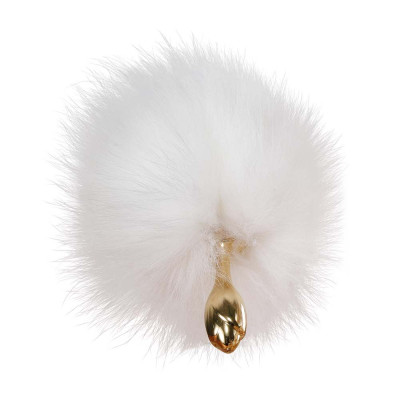 Металева анальна пробка LOCKINK SEVANDA White Fox-Tail Anal Rose-shape Plug, лисячий хвіст