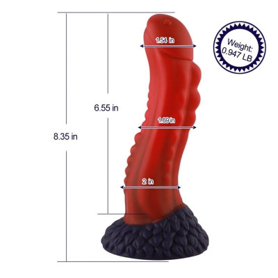Силіконовий дилдо Hismith 8.35'' Curved Red Monster Series