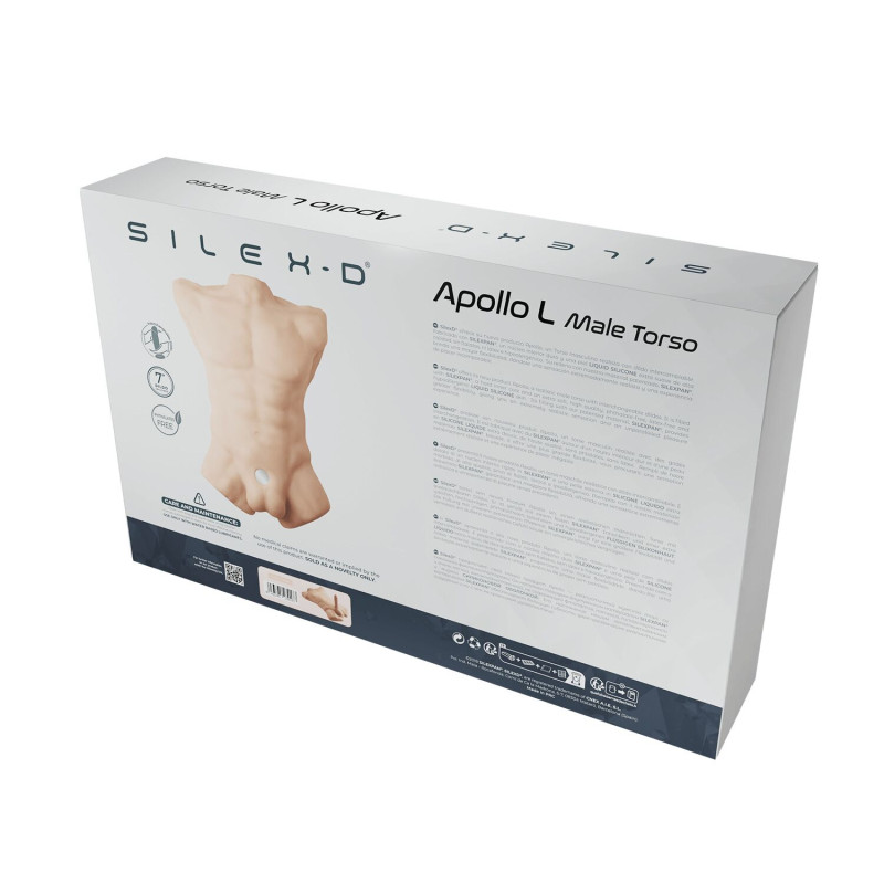 Торс із фалоімітатором на присосці SilexD Apollo L Male Torso, суперреалістичний, термореактивний